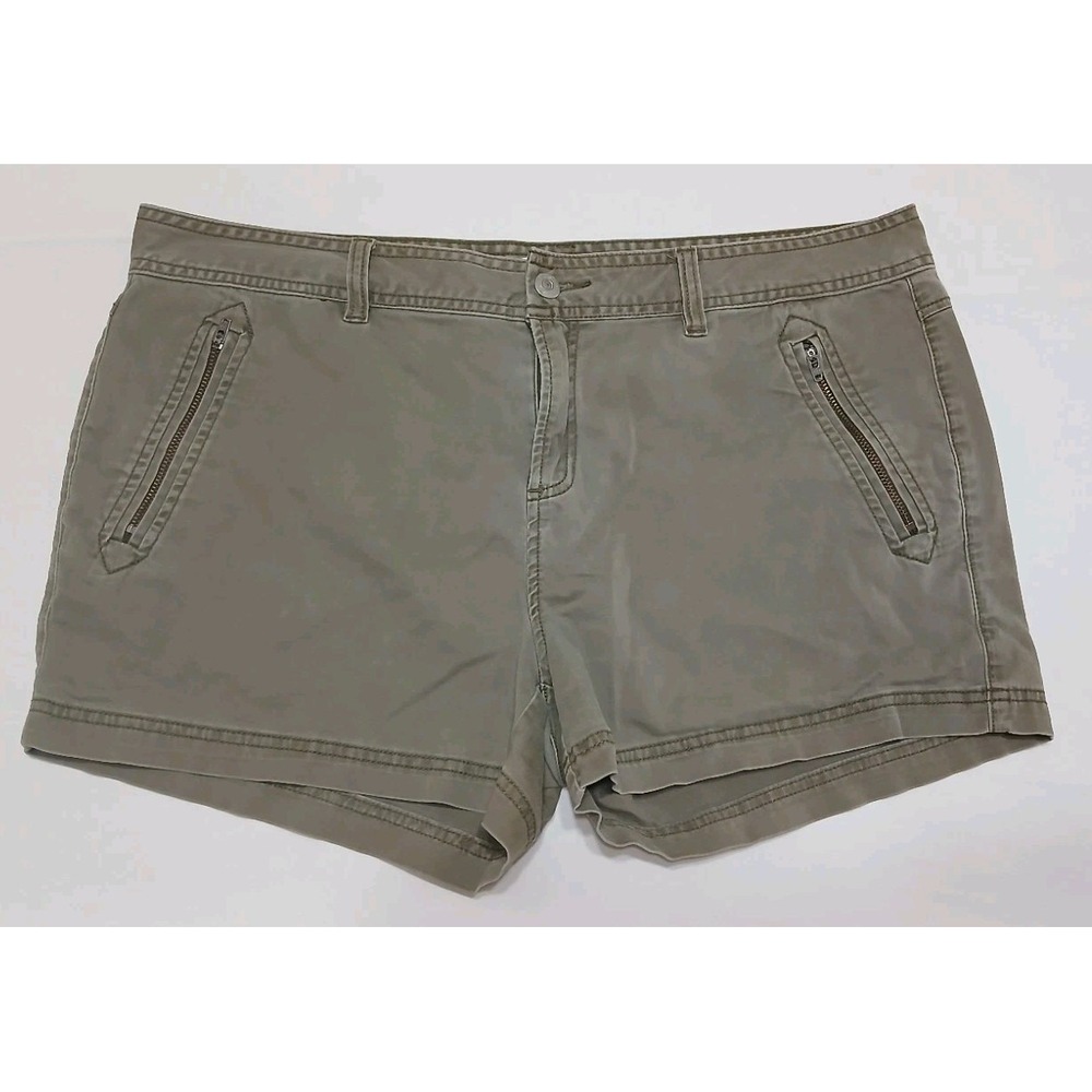 Calvin Klein‎ Women's Cotton Stretch Green 3" Utility Shorts Size 14 Zip Pockets